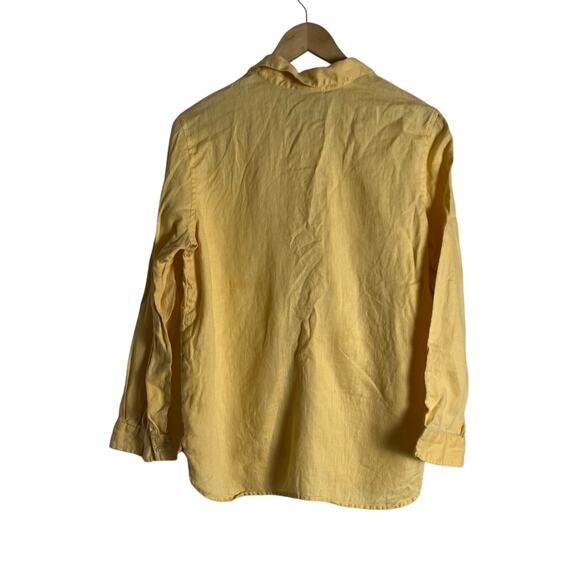 J. Jill Yellow 100% Linen Long Sleeve Button Up Shirt Size XS - Picture 7 of 10
